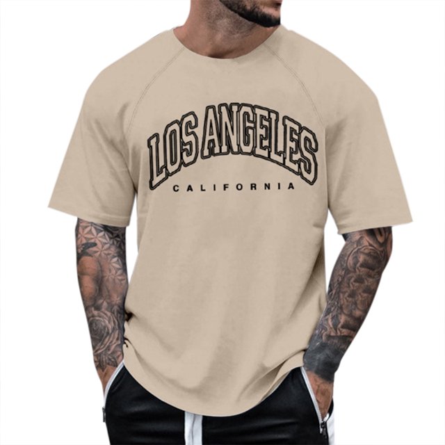 T-Shirt à Manches Courtes à Manches Raglan pour Hommes avec Imprimé Lettre - Col Rond, Tendance Mode, Parfait pour les Occasions Quotidiennes et Décontractées