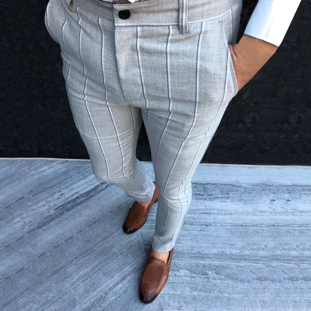 RKSTN Pants for Men Fall Striped Business Straight Pants Loose Trousers Straight Leg Pants