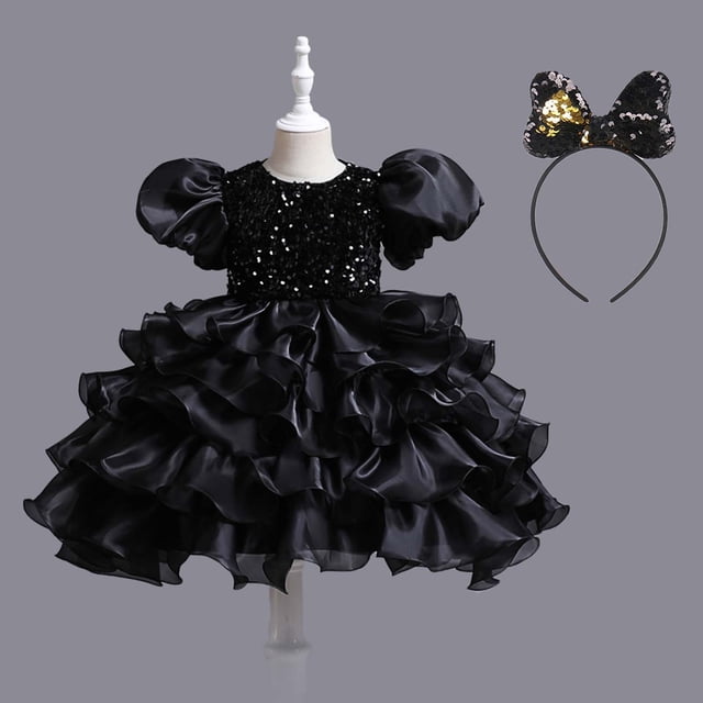 EGNMCR Vêtements pour Bébé Fille Robe pour Enfants Fille Robe Princesse Sans Manches Robe en Tulle à Paillettes Robe Tuftée