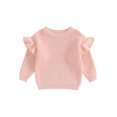 thumbnail image 1 of Gupgi Toddler Girl Sweaters 3M 6M 9M 12M 18M 2Y 3Y Baby Ruffle Long Sleeve Solid Color Knit Pullover Fall Winter Loose Tops, 1 of 9