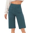 thumbnail image 1 of Timegard Shorts for Women High Waist Button Straight Leg Solid Color Comfy Casual Workout Half Pants, 1 of 5