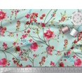 thumbnail image 2 of Soimoi Green Rayon Fabric Leaves & Ranunculus Floral Printed Fabric 1 Yard 56 Inch Wide, 2 of 3