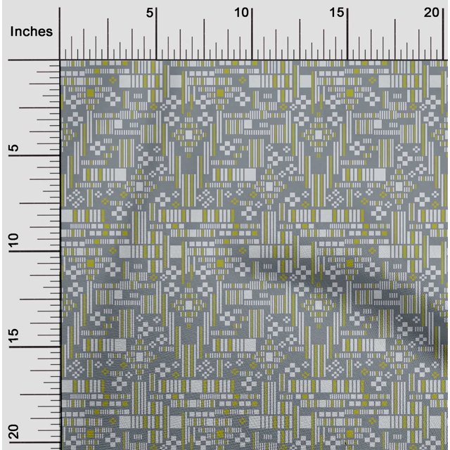 oneOone Cotton Poplin Fabric Stripe & Square Geometric  Printed Craft Fabric BTY 42 Inch Wide