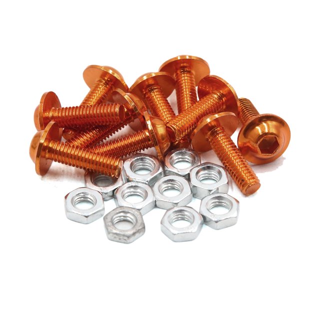 Unique Bargains 10 Pcs Vis Hexagonale en Alliage d'Aluminium Orange M6 pour Moto