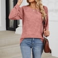 thumbnail image 4 of Timegard Hauts pour Femmes Col Rond Manches Longues T-Shirts de Couleur Unie Chic Décontracté Amples Chauds Hauts Automne, 4 of 7