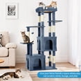 thumbnail image 3 of Yiwa Multi-Level 61" Cat Tree Tower, Sturdy Modern Cat Furniture for Large Cats and Maine Coons, Featuring Jumbo Perch, Two Spacious Condos, Sisal Scratching Posts, and Hanging Balls, 3 of 7