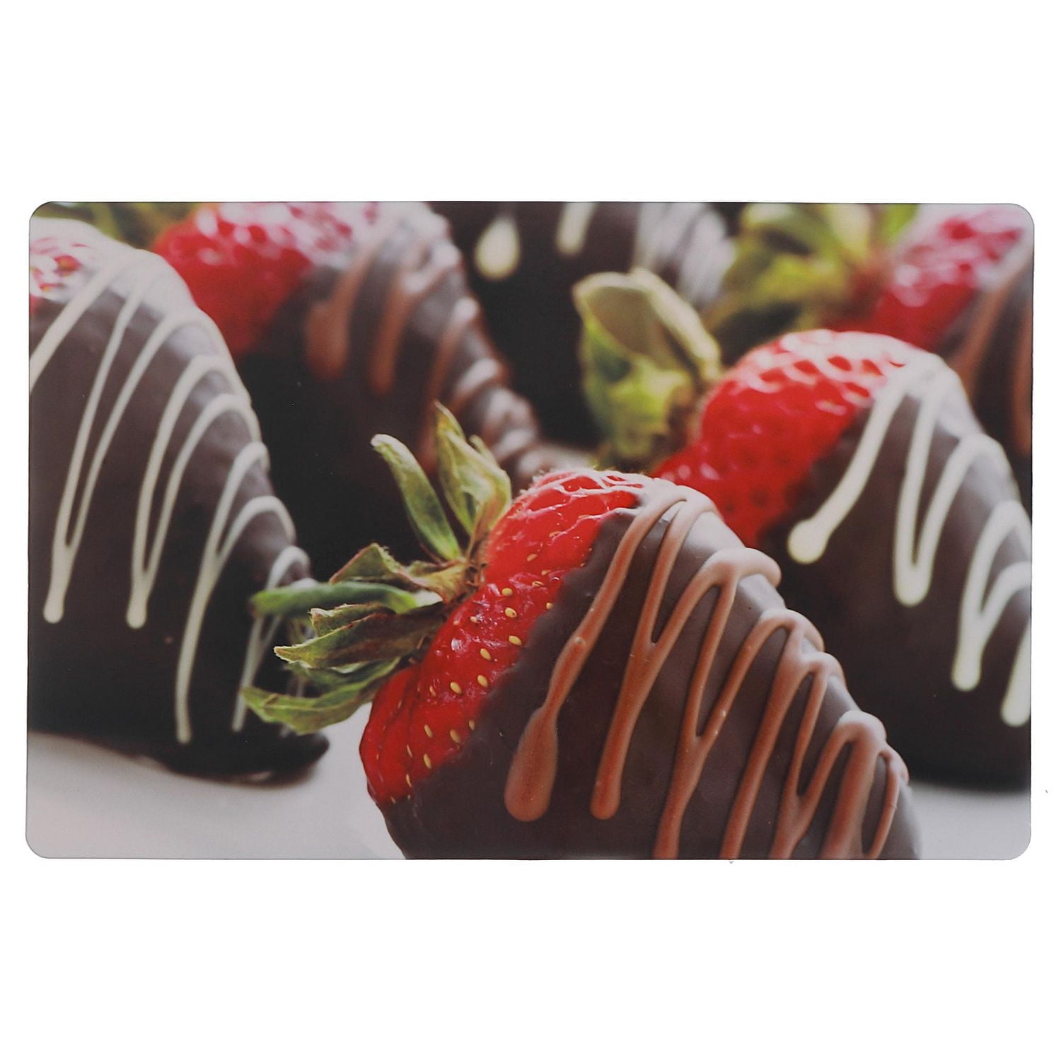 Set De Table En Plastique Fraise Enrobée De Chocolat - Lot De 12