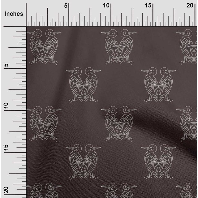 oneOone Polyester Lycra Fabric Bird Artistic Sashiko Printed Craft Fabric BTY 56 Inch Wide