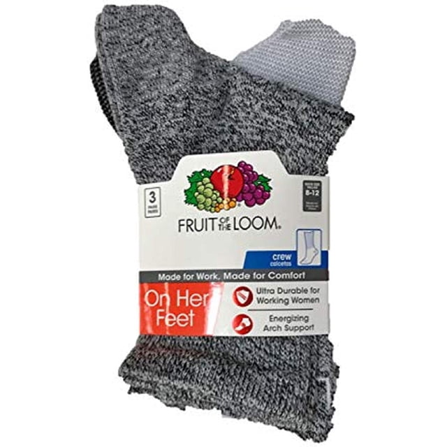 Fruit Of The Loom P3 Ohf Poly Hcrw Cmf Socks, 9-11, Gray Assorted
