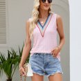 thumbnail image 2 of Birdeem Mode Femmes Été Col en V Dentelle Patchwork Sans Manches Haut Aguichant Blouse, 2 of 7