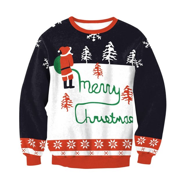 Pull à Manches Longues Pull Imprimé Noël Sweat-Shirt de Couple