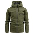 thumbnail image 1 of Lovzfmll Men's Hooded Rain Jacket Waterproof Workwear Utility Army Green, S, 1 of 3