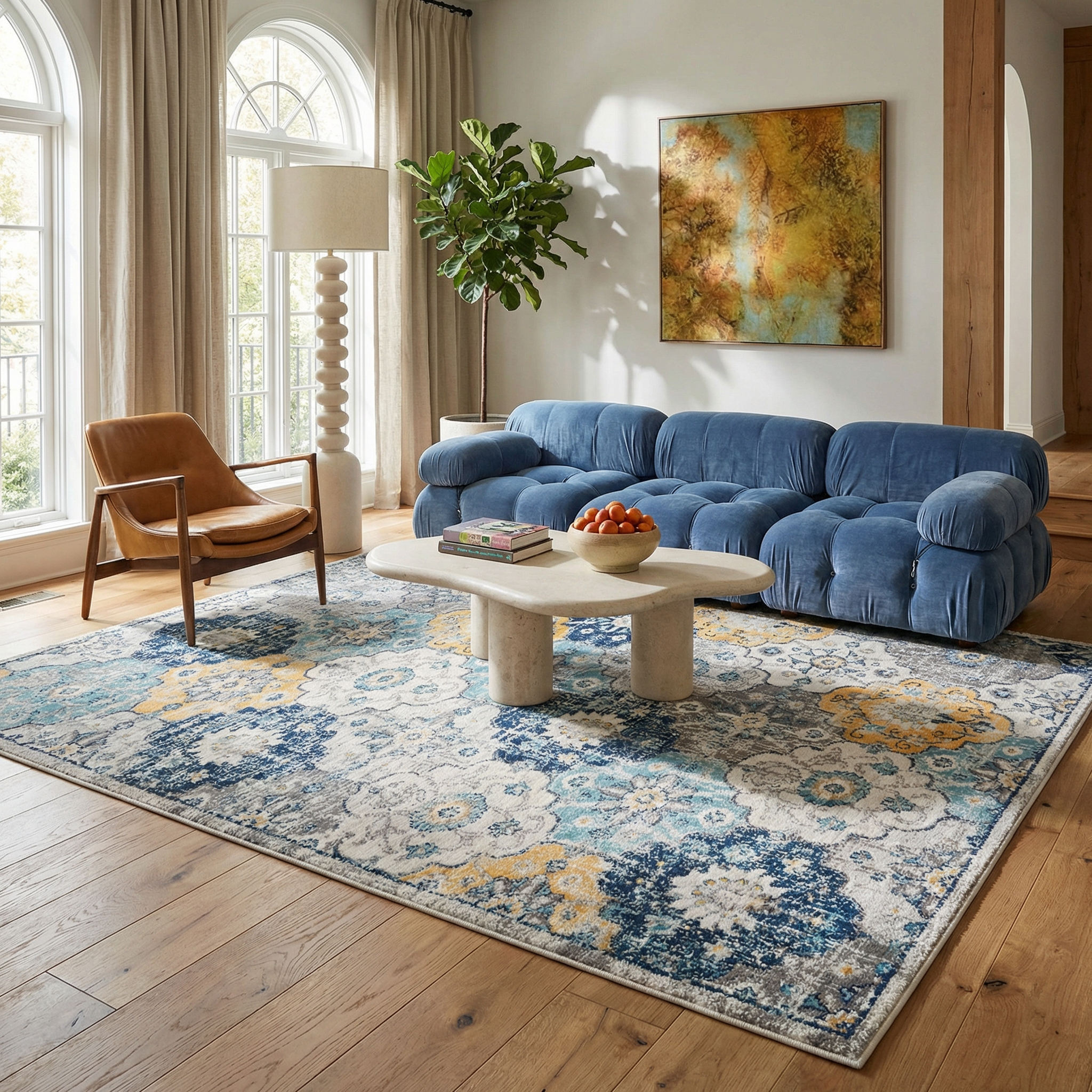 Tapis floral moderne de la collection Savannah Rug Branch