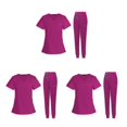 thumbnail image 3 of maskred Ensemble de Sarrau pour Femmes Infirmière Col en V Lavable à la Machine Manches Courtes Tenue Confortable Rose Rouge P Ensemble de 3, 3 of 6