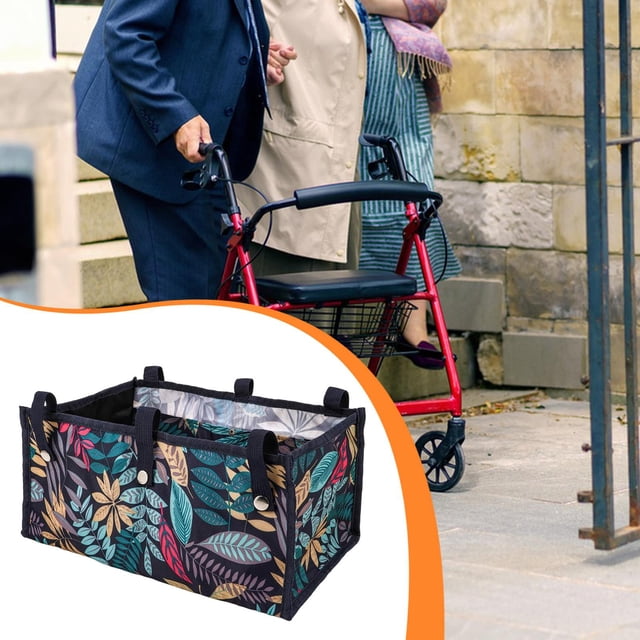 Zentra Sac Panier pour Rollator sous le Siège, Tissu Oxford, Sac à Roulettes, Rollator à Quatre Roues Feuilles d'Érable Petit