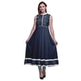 thumbnail image 1 of Bimba Robe Anarkali Noire à Imprimé Damassé pour Femme, Col Mandarin, Style Designer, Kurta Ethnique Indienne, Très Grande, 1 of 6