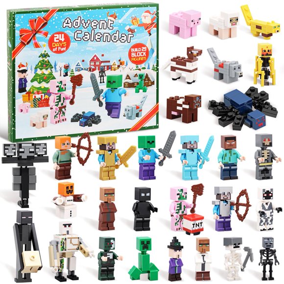 WANGSAHNGDUAN Calendrier de l'Avent de Blocs de Construction Figurines Jouets - Compte à Rebours de 24 Jours, 29 Personnages - Cadeau Surprise de Noël pour Garçons