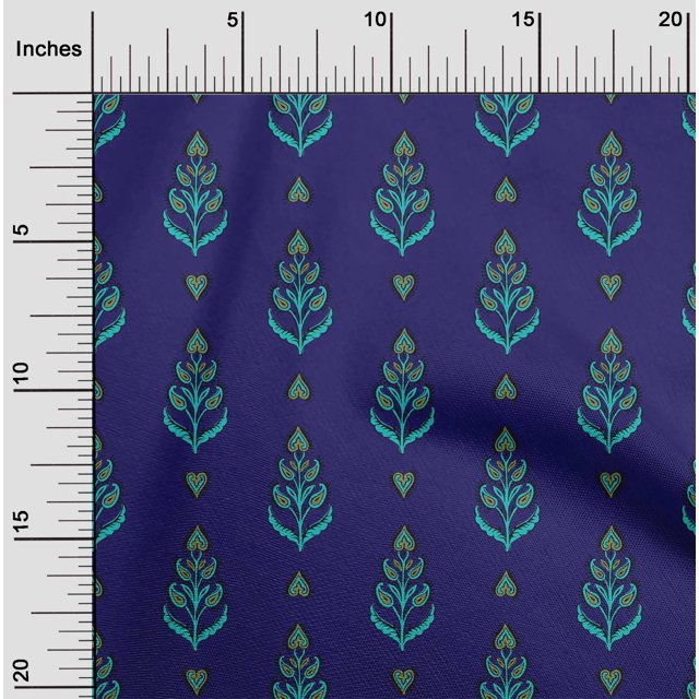 oneOone Georgette Viscose Fabric Leaves & Paisley Block Decor Fabric Printed BTY 42 Inch Wide