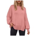 thumbnail image 1 of WUANDIXFA Chandails à Col Rond pour Femmes d'Automne, Chandails pour Femmes à Manches Longues avec Fente Latérale, Chandails à Col Rond, Hauts de Mode pour Femmes, Vêtements, Corset, Vêtement d'Extérieur, Rose, m, 1 of 5