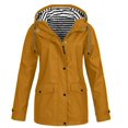 thumbnail image 1 of HTNBO Hooded Solid Color Rain Coats for Women Outdoor Windproof Plus Size Rain Jackets, 1 of 4