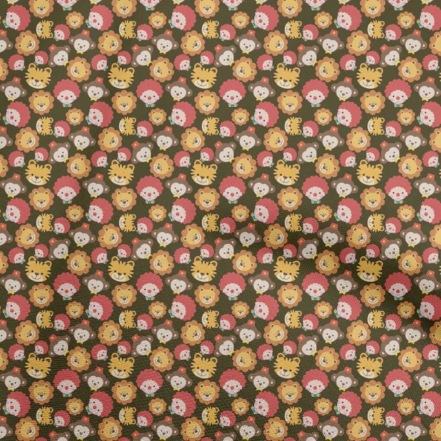 oneOone Rayon Brown Fabric Circus Fabric For Sewing Printed Craft Fabric By The Yard 56 Inch Wide
