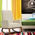 thumbnail image 4 of Gymax Rocking Chair High Back Upholstered Lounge Armchair w/ Side Pocket Beige, 4 of 10