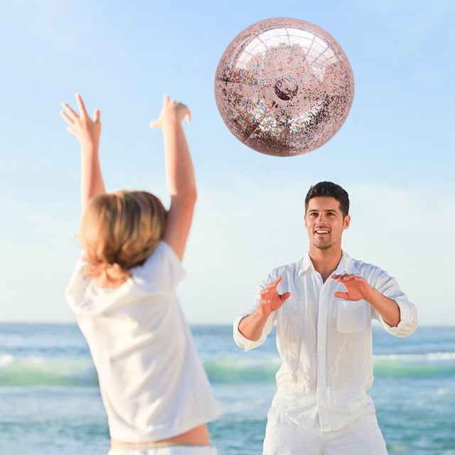 Inflatable Glitter Transparent Beach Ball for Water Play and Outdoor Sports, PVC with Sequin Light Refraction, 30cm, Easy to Carry for Pool, Beach, and Lake Fun