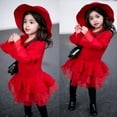 thumbnail image 3 of EGNMCR Robe Sans Manches à Col Rond Tout-Petits Enfants Bébés Filles Chandail Tricoté Robe d'Hiver au Crochet avec Tulle Chandail Robe Fille, 3 of 5