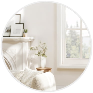 HOMCOM 36 Inch Round Wall Mirror with Metal Frame for Bathroom White