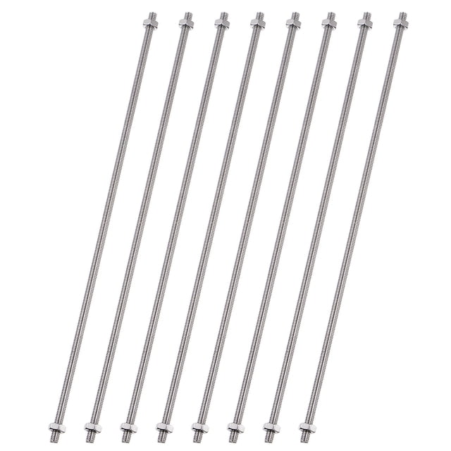 Unique Bargains 8 PCS 8/32 Inch M4 Threaded Rods Studs with Hex Nuts, 200mm Length 304 Stainless Steel Fully Rod and Hex Nuts