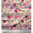thumbnail image 1 of Soimoi Pink Poly Georgette Fabric Leaves & Floral Printed Craft Fabric by The Yard 52 Inch Wide, 1 of 3