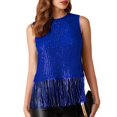 thumbnail image 1 of Weiqiqre Vêtements pour Femmes Débardeur Sans Manches à Col Ras du Cou à Franges à Paillettes Haut Court Scintillant Chemise de Fête Camisole Tenue, 1 of 9