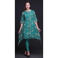 thumbnail image 3 of Bimba Kurta pour Femmes Green Blossom & Paradise Whydah Bird Ethnique Imprimée Asymétrique Hauts d'Été pour Femmes Grande, 3 of 6