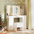 thumbnail image 4 of Costway Vanity Desk with Mirror & Lights Makeup Table with Power Outlets & 7 Drawers, 4 of 10