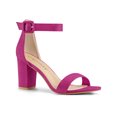 thumbnail image 1 of BLISSFUL STEP Women's Shoes Ankle Strap Block Heel Buckle Open Toe Sandals Hot Pink 9, 1 of 7
