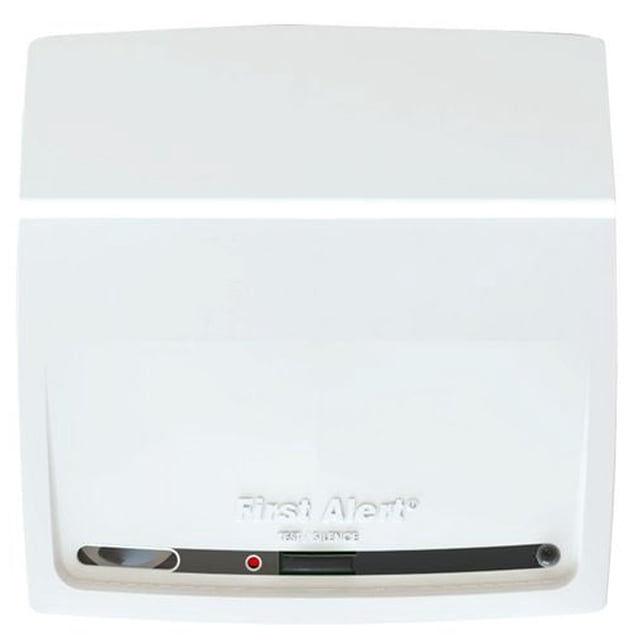 Designer Smoke Alarm avec Lumière d'Évasion par First Alert, Détecteur de Fumée Rectangulaire Blanc Mince avec Bouton Muet/test, DEL d'Alimentation, Indicateur d'Alarme et Lumière d'Évasion, à Piles pour une installation Facile et la Sécurité à la Maison.