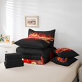 thumbnail image 5 of Electric Guitar Comforter Set - 7 Pieces Bed in a Bag Set,Music Stringed Instruments Full Bedding Set with All Season Quilt,Burning Orange Fire Flame Flat Sheet,Fitted Sheet,Pillowcases, 5 of 5