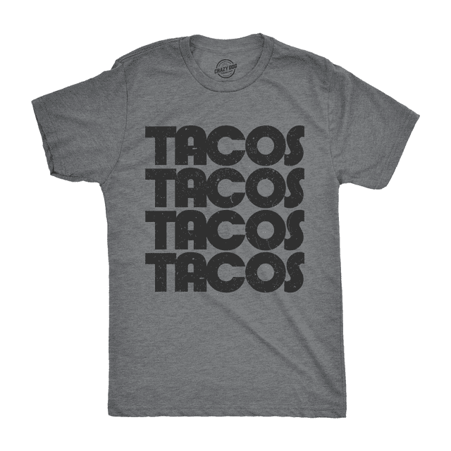 Mens Tacos Tacos Tacos T Shirt Funny Retro Tee for Guys (Heather Grey) - L