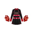 thumbnail image 3 of Hansber Déguisement d'Halloween pour Filles Enfants, Costume de Pom-Pom Girl pour Fête, Uniforme de Cheerleading à Manches Longues, Robe de Danse avec Pompon, Noir&Rouge 14, 3 of 6