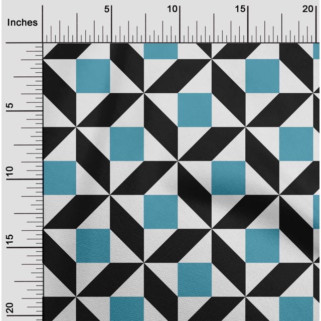 oneOone Polyester Lycra Fabric Triangle|Parallelogram & Square Geometric Print Fabric By Yard 56 Inch Wide