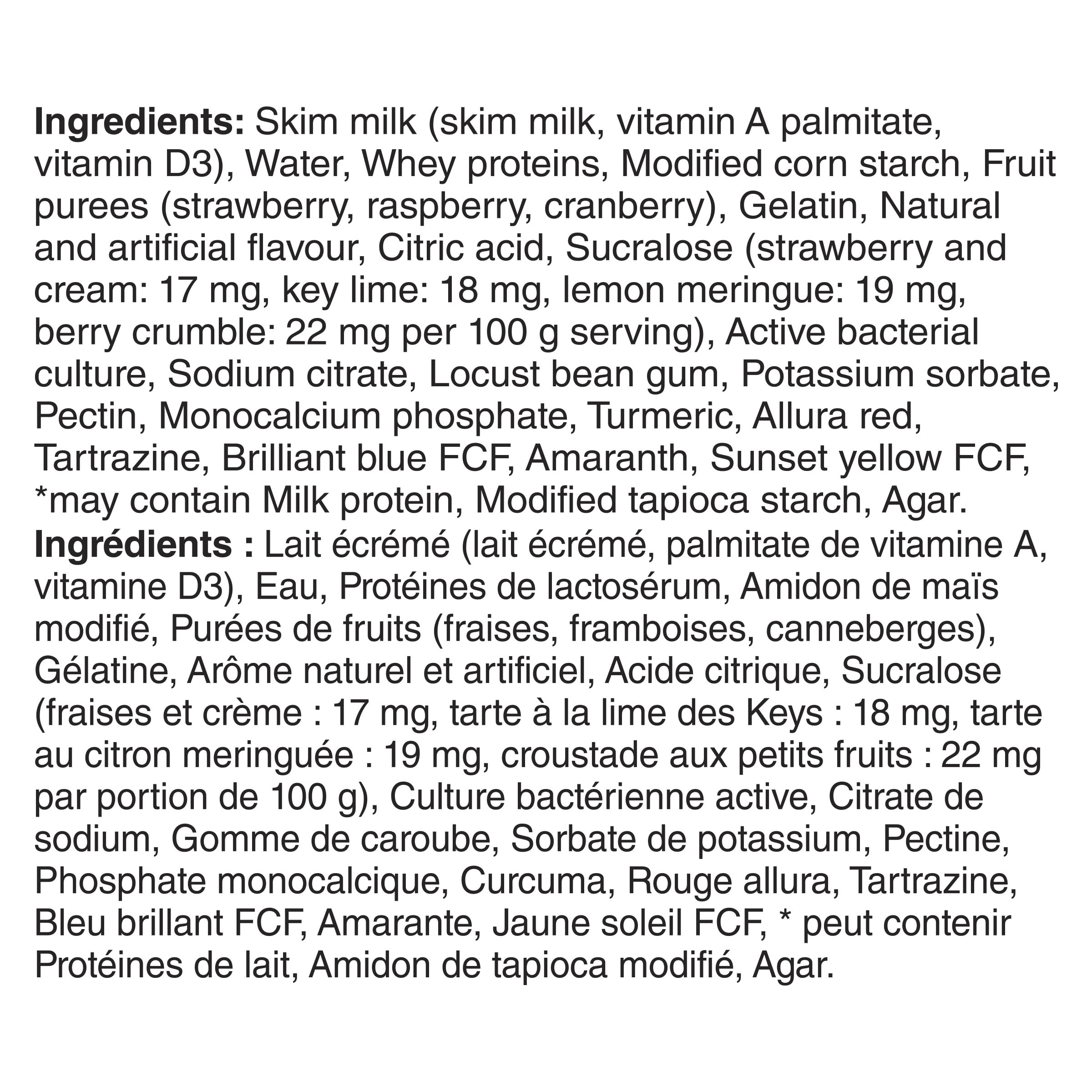 Yoplait Source 0% Smooth Traditional Yogurt Cups Variety, No Added Sugar, 16x100g