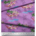 thumbnail image 2 of Soimoi Purple Moss Georgette Fabric Palm Tree, & Flamingo Bird Print Fabric by Yard 42 Inch Wide, 2 of 3
