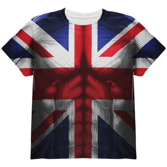 Halloween Union Jack British Flag Superhero Costume All Over Youth T Shirt