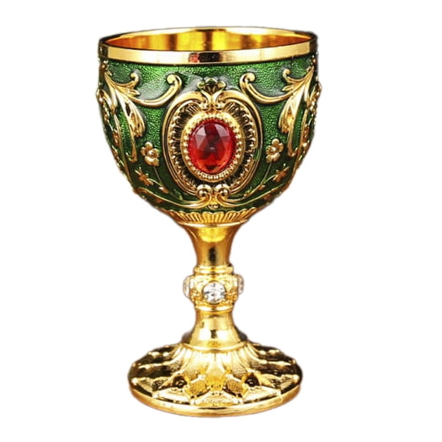 simhoa Vintage Chalice Medieval Goblet Engraved Multipurpose Anniversary Glass green