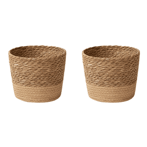 2X Tissage de paille Pot de plante de fleurs Panier d'essuyage Rattan Flowerpot Panier de stockage de tissus faits à la main Panier de planter L