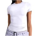 thumbnail image 1 of Yuyuzo Hauts de Sortie pour Femmes T-Shirts à Manches Courtes Col Ras du Cou Extensibles Ajustés T-Shirts Basiques Haut, 1 of 7