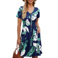 thumbnail image 2 of Birdeem Robe Femme Décontractée Aguichant Mode Été Manches Courtes Ample Imprimée Ajustée Poche Boutons Col en V, 2 of 8