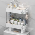 thumbnail image 1 of Uuiauoio Non-Perforated Over-The-Toilet Storage Rack Plastic Material Multi-Layer Shelves with Raised Guardrails Waterproof Easy Install No Drilling Adhesive Mount Bathroom Organization Space Saving, 1 of 7