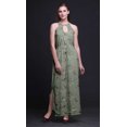 thumbnail image 3 of Bimba Bird Women Printed Crew Neck Side Slits Halter Dress Long Evening Gown-Small, 3 of 6
