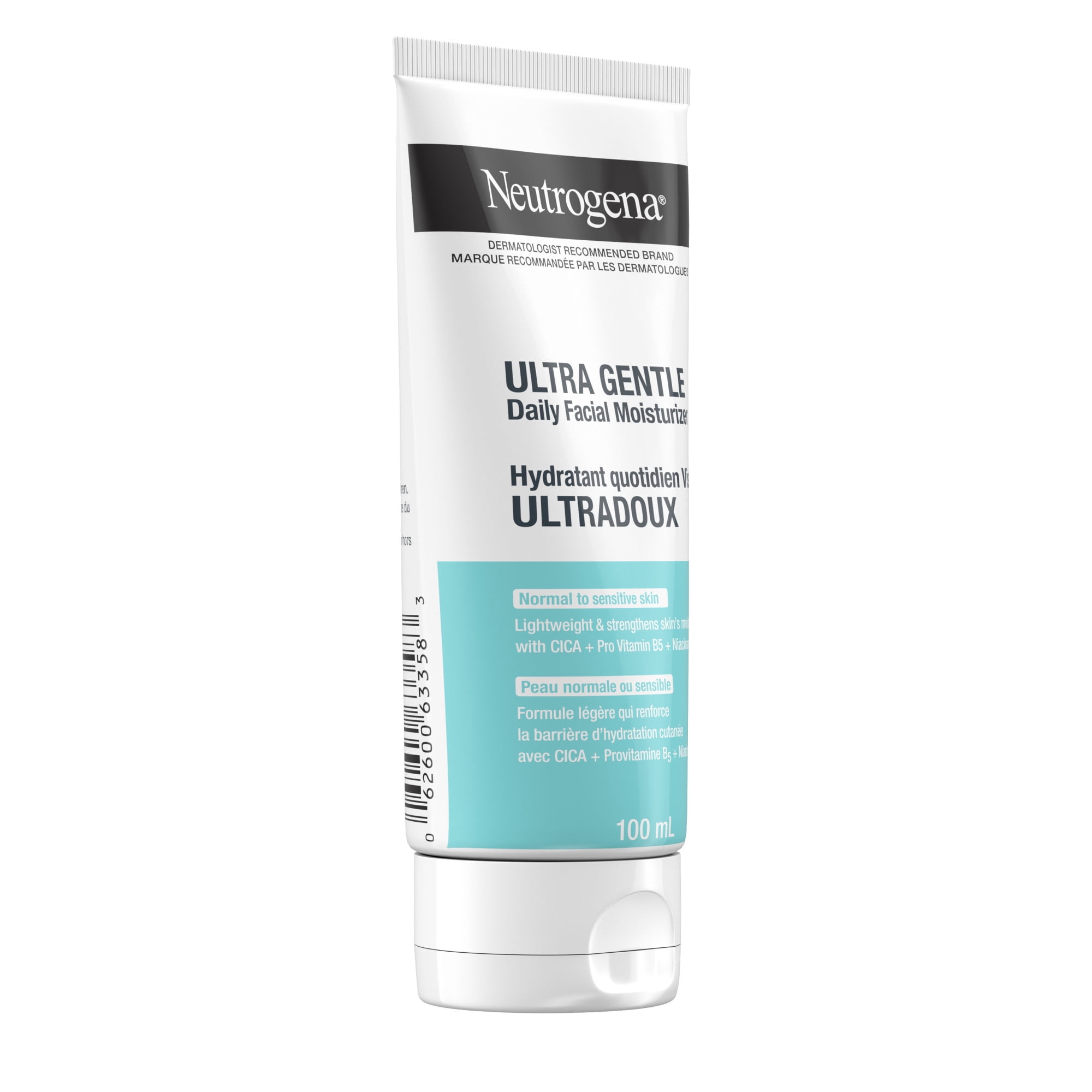 Hydratant quotidien Visage Neutrogena, sans parfum, hydratant pour peau sensible, pour le visage et le cou, avec vitamine B3, pro-vitamine B5 et vitamine E; soutient la barrière de la peau, 100 ml